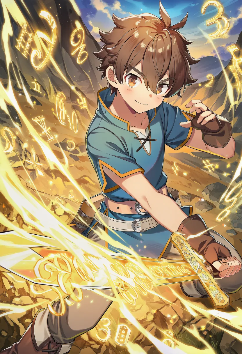 数字の魔法で剣を振るう男の子の勇者